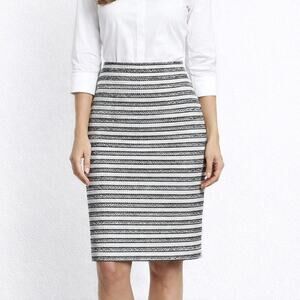J. Crew Striped Knit Lady Skirt Women's Size 4 Gray Striped Knee Length Career